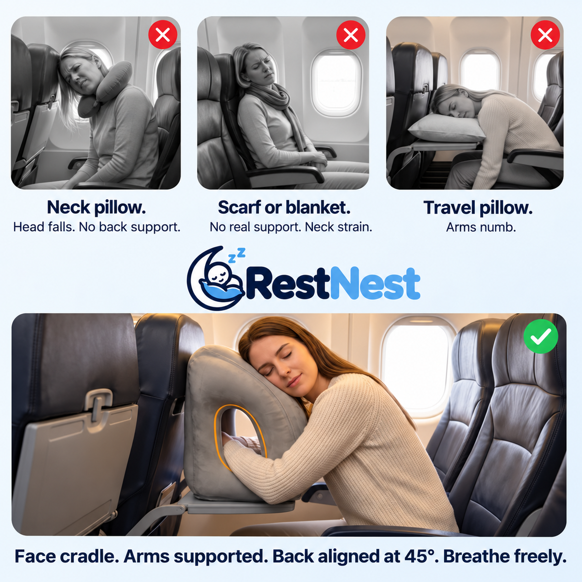 AirRest™ Inflatable Travel Pillow