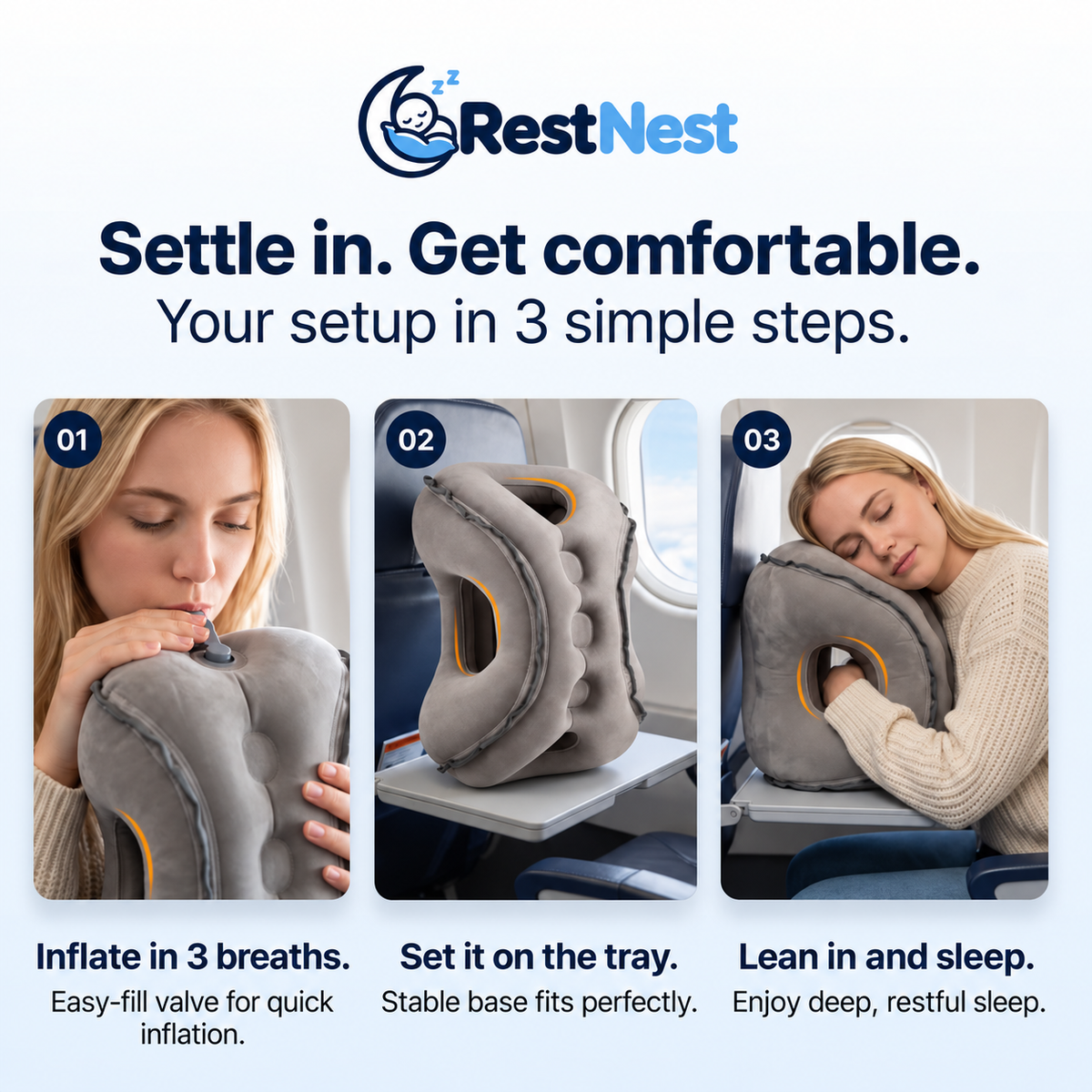 AirRest™ Inflatable Travel Pillow